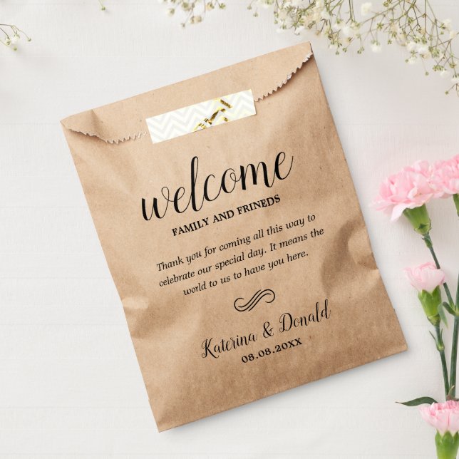 Rustic Kraft Wedding Welcome Favour Bags (Sealed)