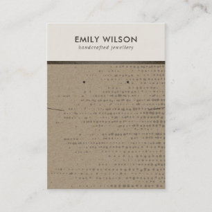 RUSTIC KRAFT WHITE DOTS NECKLACE EARRING DISPLAY BUSINESS CARD