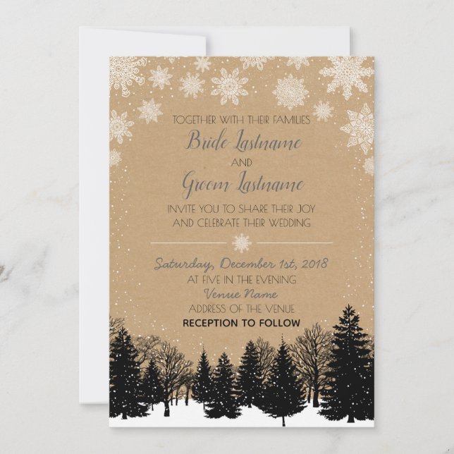 Rustic Kraft Winter Invitation (Front)