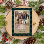 Rustic Kraft Winter Plaid Christmas Photo Foil Holiday Card<br><div class="desc">Send holiday greetings to friends and family with our rustic elegant photo cards featuring a wintry buffalo plaid pattern and a kraft background framing your vertical favourite photo. Personalise with two lines of custom text; shown with "Merriest Christmas" and your family name. Gold foil trim adds a luxe touch to...</div>