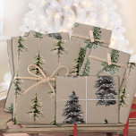 Rustic Kraft Woodland Pine And Spruce Trees Matte Wrapping Paper Sheet<br><div class="desc">A rustic kraft holiday neutral wrapping paper featuring watercolor-painted woodland pine and spruce trees in a simple modern pattern on a kraft coloured paper background.</div>