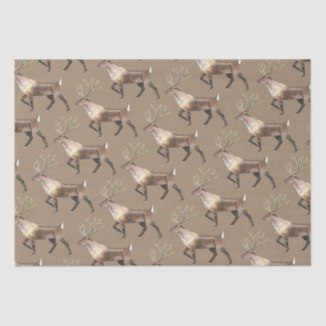 Rustic Kraft Woodland Stag Reindeer Tissue Paper (Front)