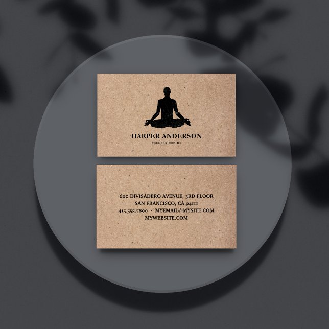 Rustic Kraft Yoga Instructor  Business Card (Creator Uploaded)