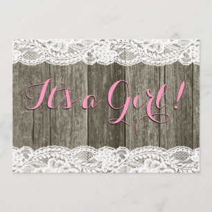 Rustic Lace and Barn Wood Baby Shower Invitation
