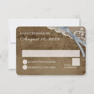 Rustic Lace and Barn Wood Wedding RSVP Invitation
