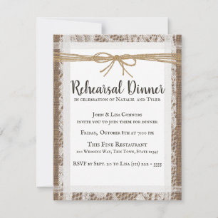 Rustic Lace and Burlap Rehearsal Dinner Invitation