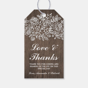Rustic Lace and Country Wood Wedding Thank You Gift Tags