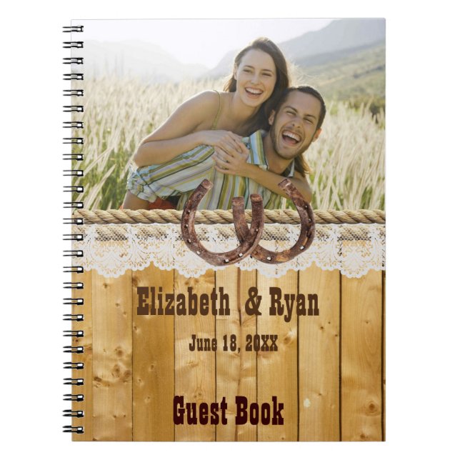 Rustic, Lace and Horseshoes, Guest Book (Front)