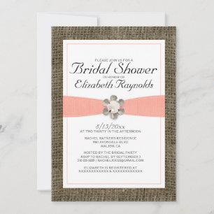 Rustic Lace and Pearl Bridal Shower Invitations