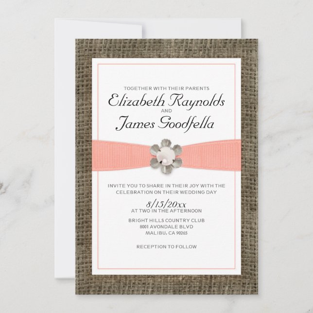 Rustic Lace and Pearl Wedding Invitations (Front)