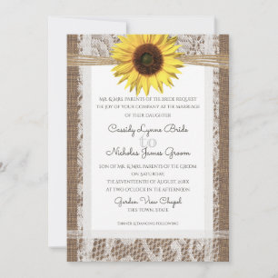 Rustic Lace and Sunflower Wedding Invitation