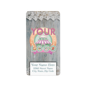 Rustic Lace and Wood Boho Boutique Farmers Market Label