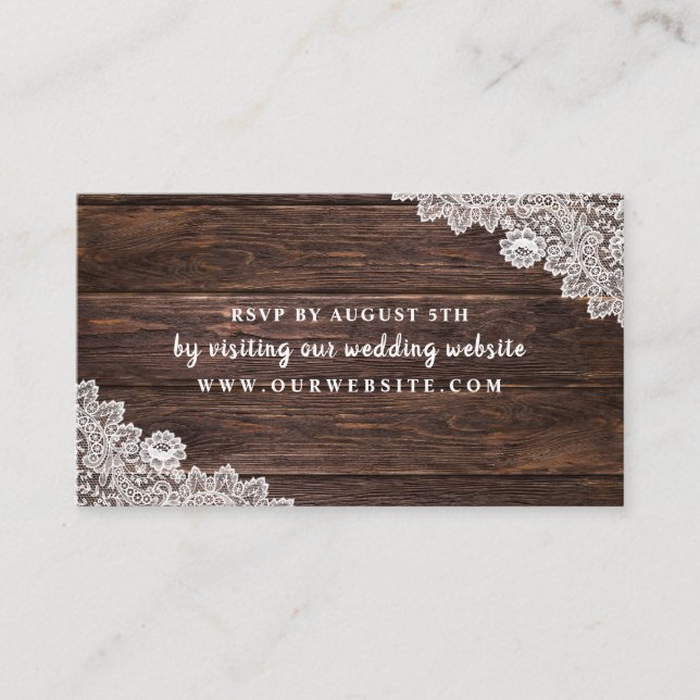 Rustic Lace and Wood rsvp website card (Front)