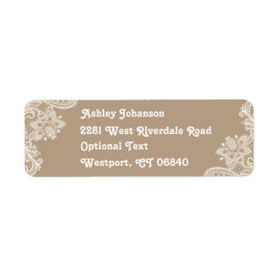 Rustic Lace Brown & White Return Address Label