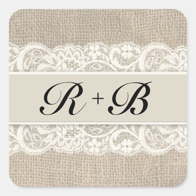 Rustic Lace & Burlap Look Stickers (Front)