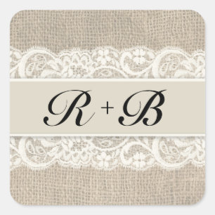 Rustic Lace & Burlap Look Stickers