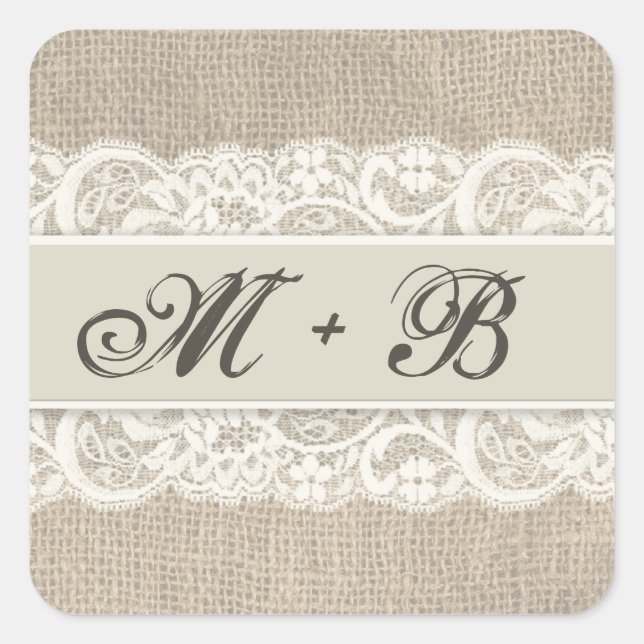 Rustic Lace & Burlap Look Stickers (Front)
