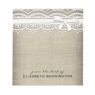 Rustic Lace & Burlap Personalised To Do Notepad