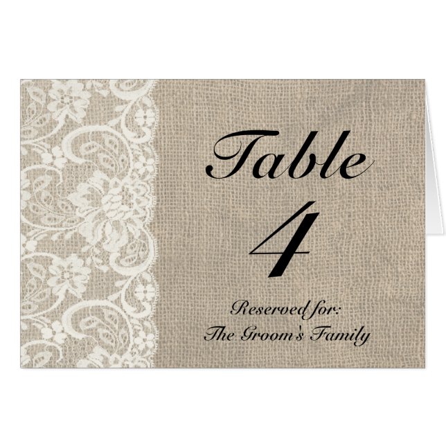 Rustic Lace Burlap Table Place Card Holder (Front Horizontal)