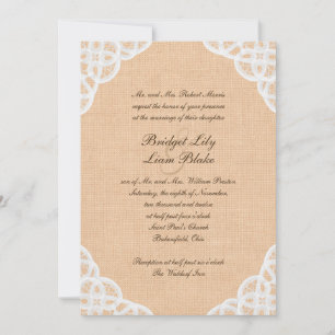 Rustic Lace & Burlap Wedding Invitation