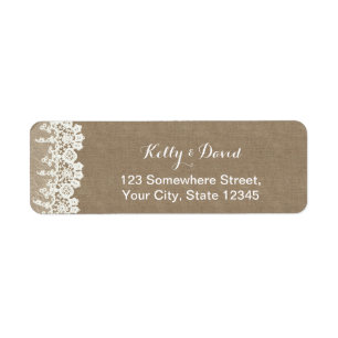 Rustic Lace & Burlap Wedding Return Address Labels