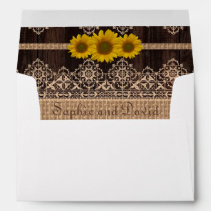 Rustic Lace Burlap Wood Wedding Envelope