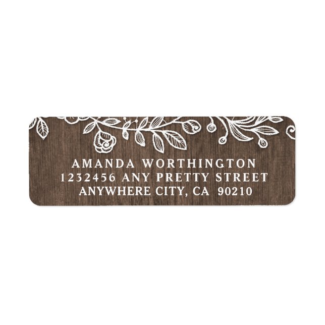 Rustic Lace Country Wood Wedding Address Labels (Front)