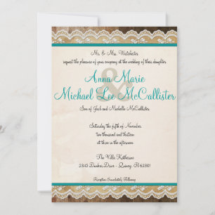 Rustic Lace Customisable Colours Wedding Invite