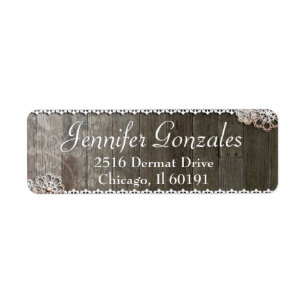Rustic Lace & Flowers Modern Address Label