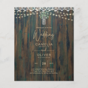 Rustic Lace Gypsophila Lights Mason Jar Wedding Flyer