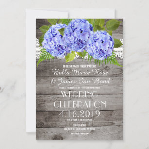 Rustic Lace Hydrangeas Wedding Invitation