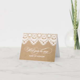 RUSTIC LACE   MAID OF HONOR CARDS