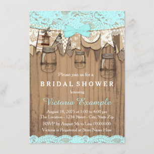 Rustic Lace Mason Jar Bridal Shower Invitation