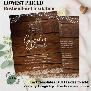 Rustic Lace Mason Jar Lights Gypsophila Wedding Flyer