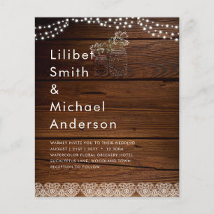 Rustic Lace Mason Jar Lights Gypsophila Wedding Flyer