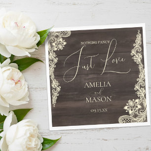 Rustic Lace Nothing Fancy Just Love Wedding Paper Napkin