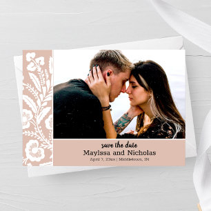 Rustic Lace Photo Save the Date Card