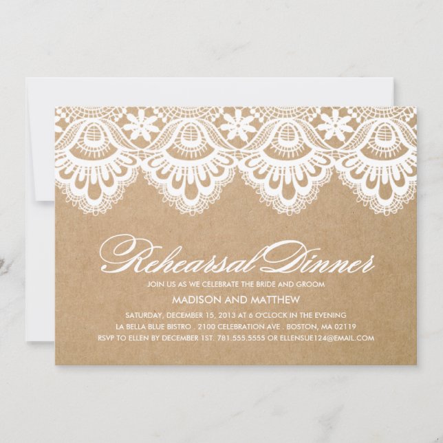 RUSTIC LACE | REHEARSAL DINNER INVITATION (Front)