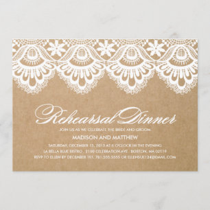 RUSTIC LACE   REHEARSAL DINNER INVITATION