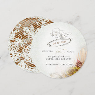 Rustic Lace Rust Boho Wedding Save The Date