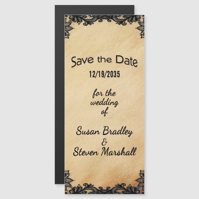 Rustic Lace Save the Date Magnetic Invitation (Front/Back)