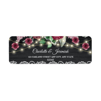 Rustic Lace String Lights Wedding Return Address
