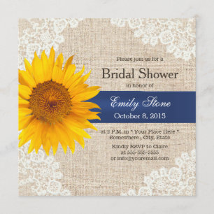Rustic Lace Sunflower & Burlap Bridal Shower Invitation