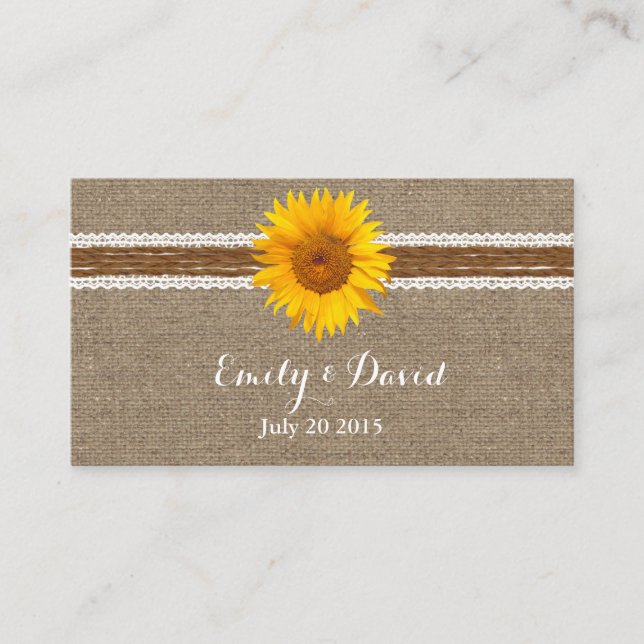 Rustic Lace & Sunflower Wedding Website Insert (Front)