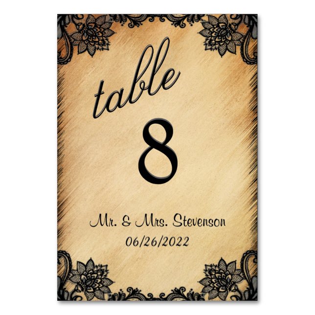 Rustic Lace Table Number  (Front)