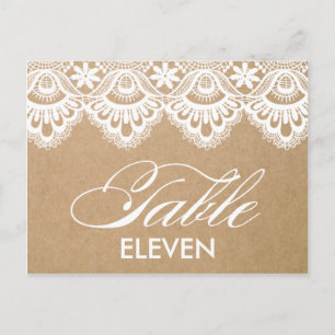 RUSTIC LACE TABLE NUMBERS POSTCARD