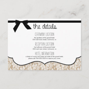 Rustic Lace Tie The Knot Wedding Details Card