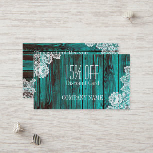 rustic lace turquoise blue barn wood discount card