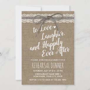 Rustic Lace Twine Country Burlap Rehearsal Dinner Invitation