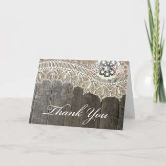 Rustic Lace Vintace Wood Thank You Cards